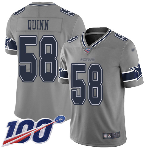 Men Dallas Cowboys Limited Gray Robert Quinn #58 100th Season Inverted Legend NFL Jersey